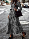 Leopard Print Vintage Round Neck Long Sleeve Dress