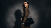 Women's Leopard Print Vintage Round Neck Long Sleeve Dress, leopard, photo 9