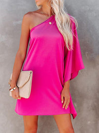 loose-sloping-shoulder-solid-mini-dress