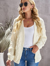 Women'S Solid Color Knitted Cardigan With Long Sleeves And Buttonless Design