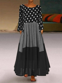 womens-dresses-round-neck-polka-dot-pocket-long-sleeve-dress