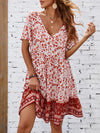 Bohemian Tie Neck Mini Dress