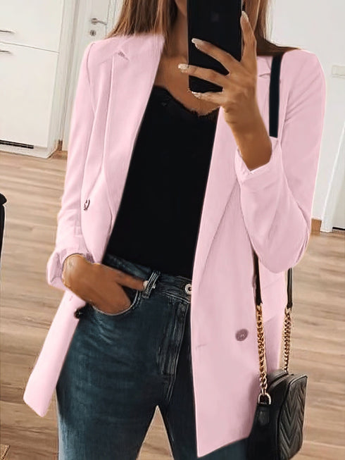 Sophisticated Mid-Length Blazer with Functional Pockets