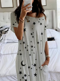 star-and-moon-print-short-sleeve-maxi-dress
