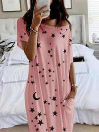 star-and-moon-print-short-sleeve-maxi-dress