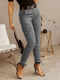 Stylish Low Rise Cotton Leggings with Button Detail