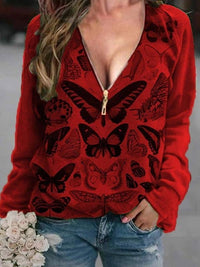 womens-t-shirts-v-neck-butterfly-print-zipper-long-sleeve-t-shirt