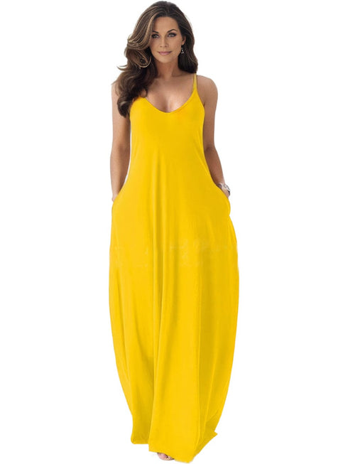 v-neck-solid-pocket-casual-sling-dress
