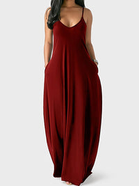 v-neck-solid-pocket-casual-sling-dress