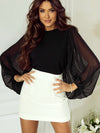 Size Curve Blouses Loose Elegant Round Neck Mid-Sleeved Chiffon Blouse
