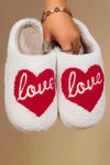 Fuzzy Fiery Red Heart Pattern Slippers for Women – Cozy Comfort for Home Relaxation and Valentine's Day Charm