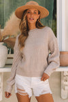 Cozy Women's Parchment Cable Knit Drop Shoulder Sweater - Trendy Fall & Winter Essential for Effortless Style