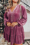 Plus Size Burgundy Velvet Dress for Women - Elegant Party Wear with Flattering Fit and Comfortable Style