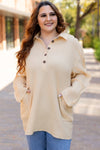 Stylish Plus Size Women's Casual Cotton Henley Top - Comfortable Fit with Trendy Button Accents