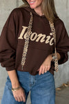 Women's Dark Brown Graphic Hoodie - Stylish Casual Sweatshirt with Iconic Lettering for Everyday Comfort and Fashion