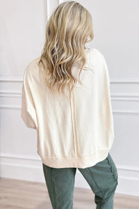 Beige AUTUMN Patched Letter Graphic Pullover Casual Sweatshirt