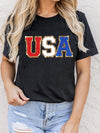 USA Glitter Sparkle Patriotic Graphic Tee