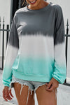 Trendy Women's Gray Color Block Tie Dye Pullover Sweatshirt - Relaxed Fit for Casual Comfort and Everyday Style