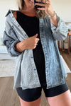 Trendy Women's Blue Patchwork Denim Jacket with Stripes & Drop Shoulder - Stylish Casual Outerwear for Every Occasion