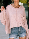 Pink Retro Chic Oversized Top with Exposed Seams