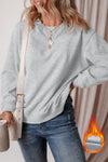 Cozy Women's Gray Fleece-Lined Drop Shoulder Sweatshirt - Casual Terry Top for Ultimate Comfort and Chic Style