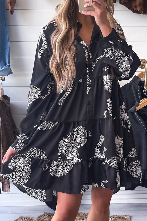 Size Curve Blouses Crane Print Loose Oversized Blouse