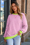 Cozy Women's Striped Sweatshirt - Soft Casual Top for Everyday Wear, Relaxed Fit, Ideal for Comfort and Style