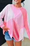 Trendy Pink Striped Women's Casual Tee - Comfortable Everyday Top with Stylish Fit for Effortless Fashion