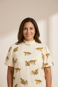 women's animal print shirt made for easy styling and wardrobe coordination, with premium-like structure and finish. with practical styling and