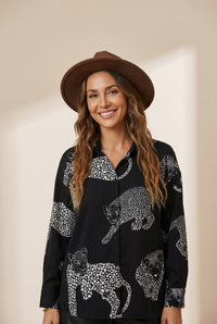 Leopard Print Button-Down Blouse with practical styling and dependable silhouette control.