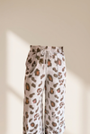 Women's Leopard Print Wide-Leg Drawstring Pants with Pockets