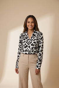 Women's Black and White Leopard Blouse in Blouses & Shirts
