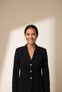Women's Structured Black Military Blazer with Silver Buttons