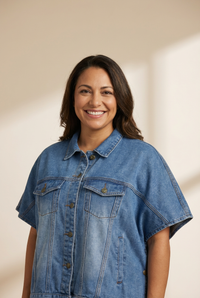 Women's Button-Down Denim Cape in Blouses & Shirts