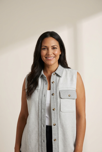Button-Down Denim Vest made for easy styling and wardrobe coordination, with premium-like structure and finish