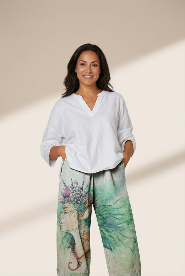 Women's Cartoon Art Print Pocket Women's Casual Pants