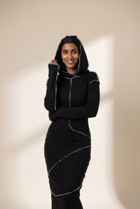 Women's Contrast Stitch Hooded Maxi Loungewear Dress made for easy styling and wardrobe coordination, with premium-like structure and finish.