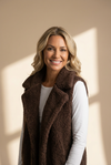 Plush Espresso Sherpa Vest with Oversized Lapels | MsDressly