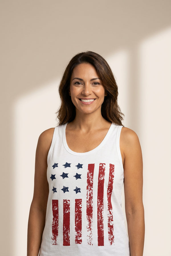 Women's Cotton Blend USA Flag Tank in Tank Tops
