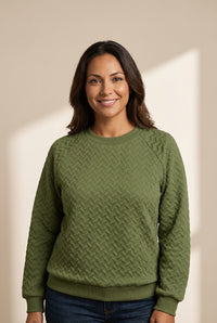 Women's Textured Chevron Long Sleeve Crew Neck Sweater Dress
