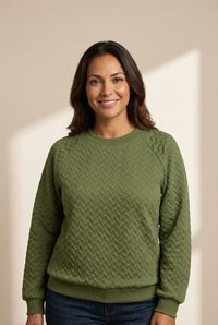 Women's Textured Chevron Long Sleeve Crew Neck Sweater Dress