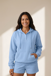 cozy cotton women's oversized hoodie and shorts set - comfy casual outfit for relaxed days and lounging made for easy styling and wardrobe