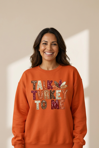Women's Talk Turkey to Me Graphic Sweatshirt in Burnt Orange