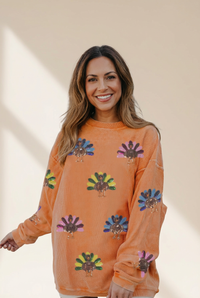 Sequined Turkey Ribbed Corduroy Oversized Sweatshirt with practical styling and dependable silhouette control.