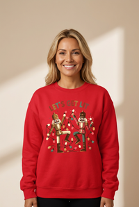 Women's Red Nutcracker 'Let's Get Lit' Christmas Graphic Sweatshirt