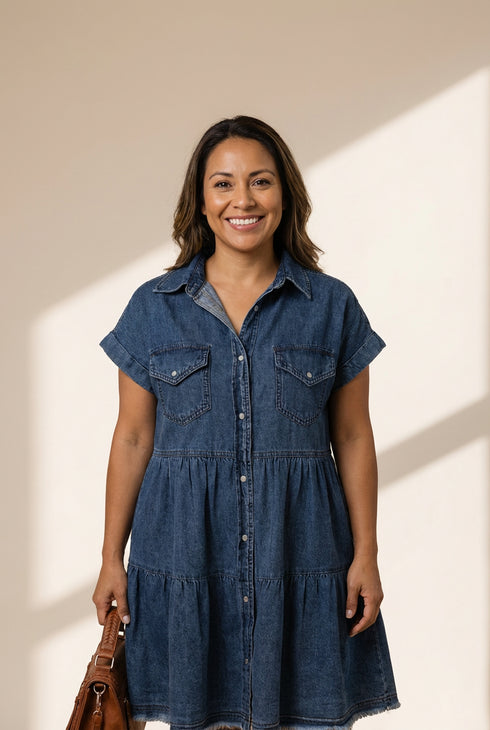 Women's Dark Wash Denim Dress in Blouses & Shirts