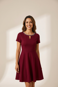 Women's Sparkling Rhinestone Round Neck Mini Homecoming Cocktail Dress