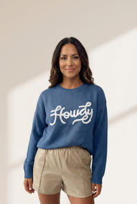 Dusk Blue Women's Cozy Embroidered Western Sweater - Chic Country Style for Everyday Comfort and Versatility made for easy styling and wardrobe