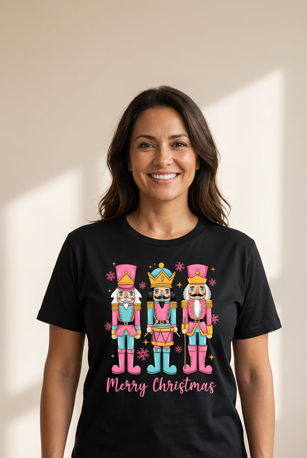 Women's Nutcracker Holiday Graphic Tee in Premium Cotton Blend made for easy styling and wardrobe coordination, with premium-like structure and