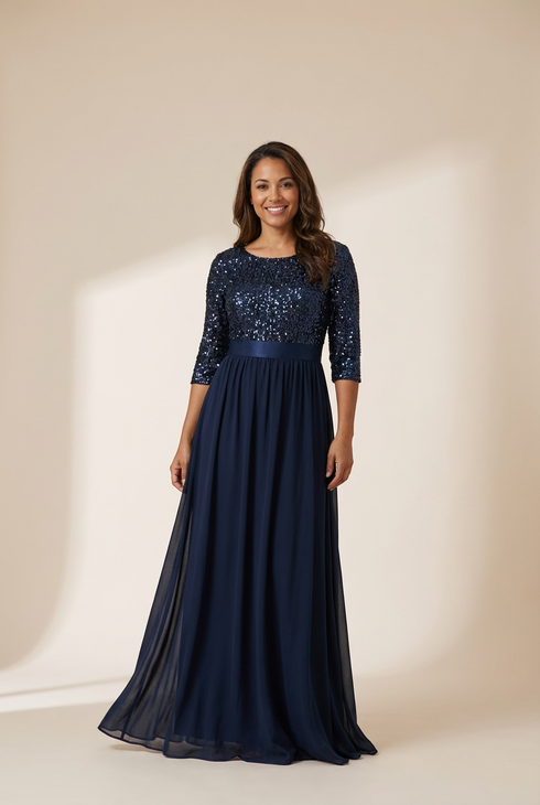 Elegant Sequined A-Line Evening Gown